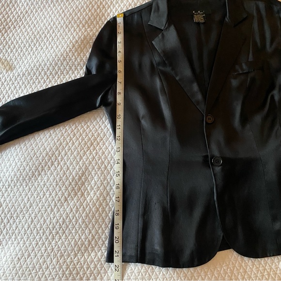 ECI Black Blazer Jacket 100% Silk with Notched Lapel Size 4 - Picture 14 of 16